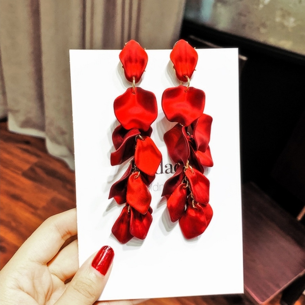 🎉RESTOCKED🎉SEXY RED DROP EARRINGS 925 POST - Picture 6 of 8